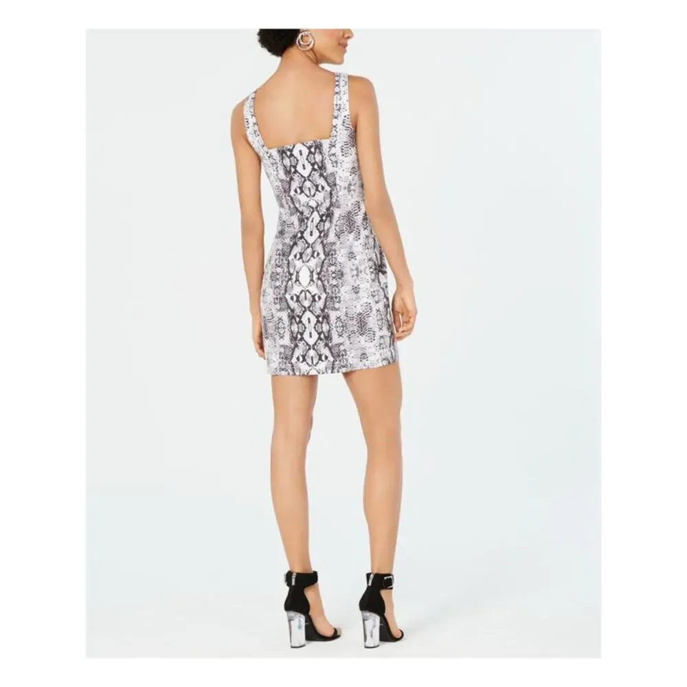 BAR III Womens Silver Printed Sleeveless Mini Body Con Cocktail Dress Size: 4 - Picture 2 of 2